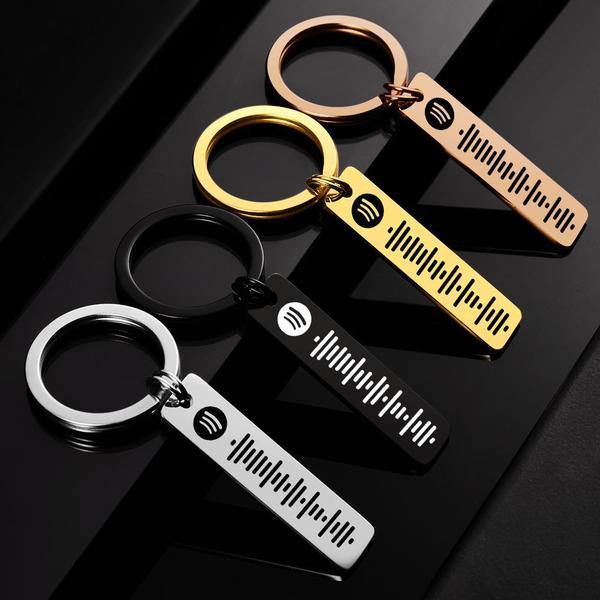 Scannable Music Spotify Code Keychain Custom Music Song Keychain Stainless Steel - MadeMineAU