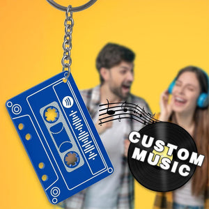 Custom Spotify Code Cassette Tape Keychain Vintage Cassette Style Key Ring-Mother`s Day Gifts - MadeMineAU