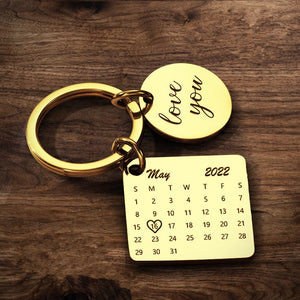 Personalised Calendar Keychain Date Keychain Anniversary Gifts