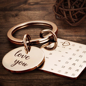 Personalised Calendar Keychain Date Keychain Anniversary Gifts - Silver