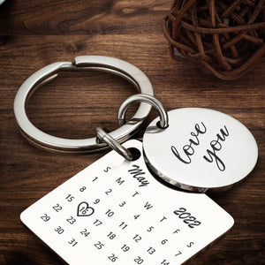 Personalised Calendar Keychain Date Keychain Anniversary Gifts - Silver