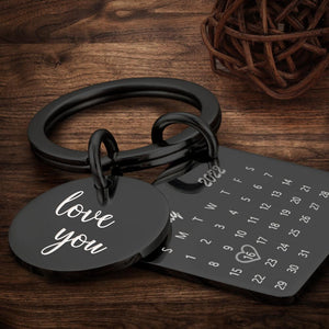 Personalised Calendar Keychain Date Keychain Anniversary Gifts - Silver