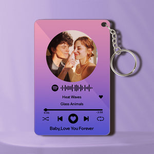 Custom Gradient Color Spotify Plaque Acrylic Music Keychain For Her