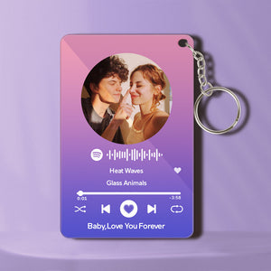 Custom Gradient Color Spotify Plaque Acrylic Music Keychain For Her