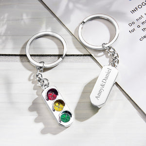 Custom Engraved Traffic Lights Keychain Car Key Ring New Driver Keychain Gift - MadeMineAU