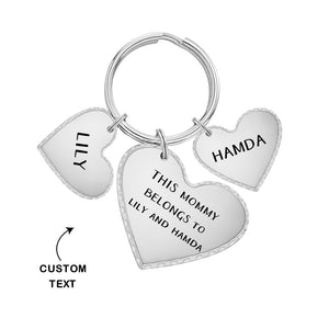 Custom Heart Photo Text Keychain with Small Heart Pendant Mother's Day Gifts