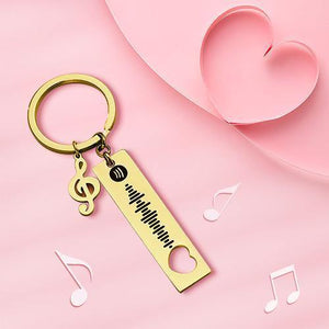 Custom Spotify Code Scannable Music Keychain with Note Rose Gold - MadeMineAU