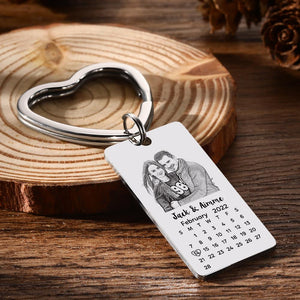 Custom Photo Calendar Keychain with Personalized Text Gift for Lover - MadeMineAU