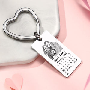 Custom Photo Calendar Keychain with Personalized Text Gift for Lover - MadeMineAU