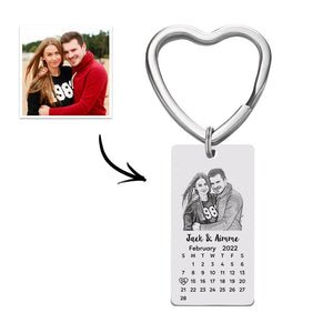 Custom Photo Calendar Keychain with Personalized Text Gift for Lover - MadeMineAU