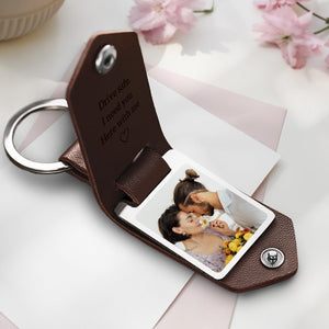 Drive Safe Need You Here Keychain Personalized Leather Photo Keyrings Anniversary To My Husband