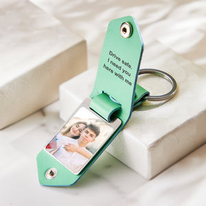 Personalized Leather Photo Keychain Custom Engraved Text Commemorative Keychain Anniversary Gifts - myphotowalletau