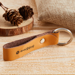 Custom Scannable Spotify Code Leather Keychain Personalized Music Song Key Chain Memorial Gifts for Him