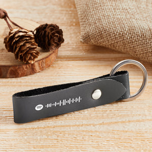 Custom Scannable Spotify Code Leather Keychain Personalized Music Song Key Chain Memorial Gifts for Him