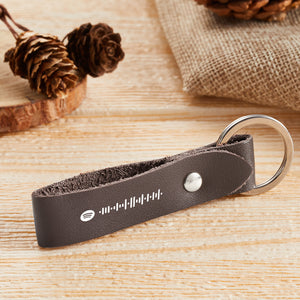 Custom Scannable Spotify Code Leather Keychain Personalized Music Song Key Chain Memorial Gifts for Him