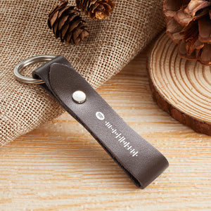 Custom Scannable Spotify Code Leather Keychain Personalized Music Song Key Chain Memorial Gifts for Him