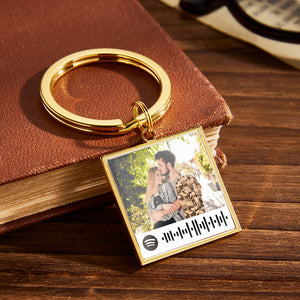 Spotify Playlist Code Keychain Personalized Photo Music Song Keychain Memorial Gifts - MademineAU