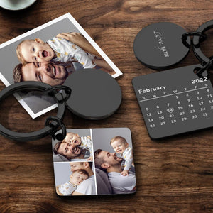 Personalized Custom Photo Engraved Calendar Collage Photo Painting Keyring - MadeMineAU