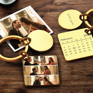 Personalized Custom Photo Engraved Calendar Collage Photo Painting Keyring - MadeMineAU