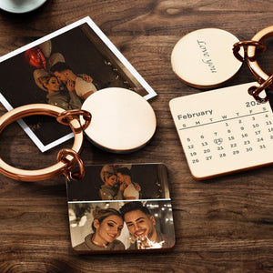 Personalized Custom Photo Engraved Calendar Collage Photo Painting Keyring - MadeMineAU