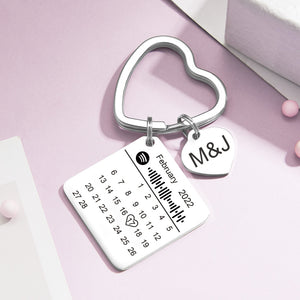 Anniversary Gifts Custom Spotify Keychain Calendar Keychain Custom Calendar Keychain Heart Shape Gifts For Boyfriend