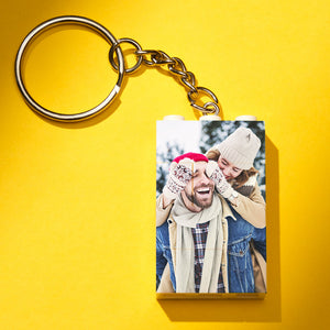 Custom Photo Building Block Vertical Keychain Bricks Puzzle Keyring