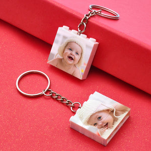 Custom Photo Building Block Keyring Bricks Puzzle Keychain Square Shape