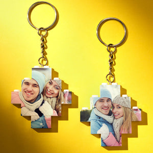 Personalised Photo Keyring Building Bricks Block Keychain Diamond Shape