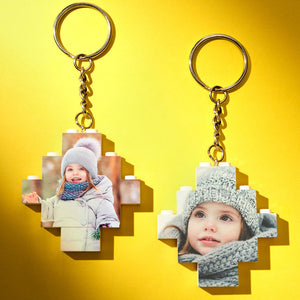 Personalised Photo Keyring Building Bricks Block Keychain Diamond Shape