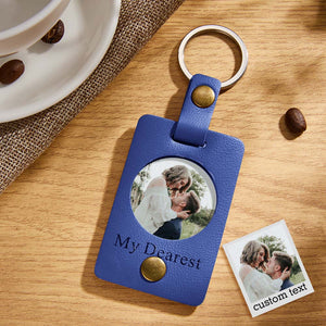 Custom Photo Engraved Keychains Simple Leather Couple Gifts - MademineAU