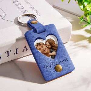 Custom Photo Engraved Keychains Heart-shaped Leather Gifts for Couple - MademineAU