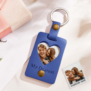 Custom Photo Engraved Keychains Heart-shaped Leather Gifts for Couple - MademineAU