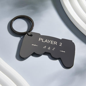Personalized Gamepad Keychain Funny Engraved Player Keychain For Couples - MadeMineAU