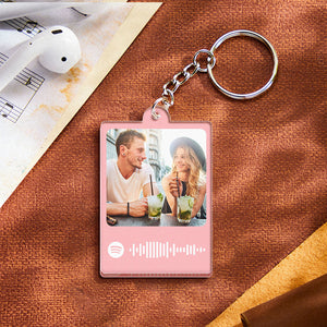 Personalized Scannable Spotify Code Keychain Custom Photo Colorful Keychain Birthday Anniversary Gift - Myphotowallet