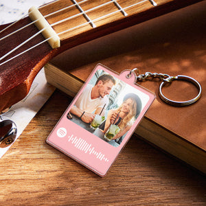 Personalized Scannable Spotify Code Keychain Custom Photo Colorful Keychain Birthday Anniversary Gift - Myphotowallet