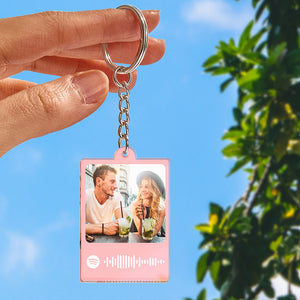 Personalized Scannable Spotify Code Keychain Custom Photo Colorful Keychain Birthday Anniversary Gift - Myphotowallet