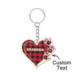 Personalized Kids Name Keychain Custom Engraved Hands Wooden Keychain - MadeMineAU