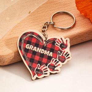 Personalized Kids Name Keychain Custom Engraved Hands Wooden Keychain - MadeMineAU