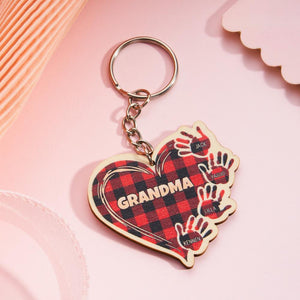 Personalized Kids Name Keychain Custom Engraved Hands Wooden Keychain - MadeMineAU