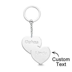 Personalized Name Double Hearts Keychain Creative Love Keychain For Couples - MadeMineAU