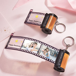 Photo Film Roll Keychain Custom Text Camera Roll Keyring For Lover Family Friends Birthday Anniversary Memorial Gift