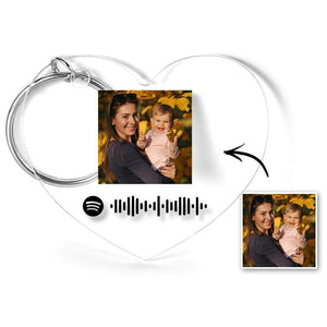 Custom Scannable Spotify Code Keychain Spotify Favorite Song Photo Engraved Keychain Gifts - MadeMineAU