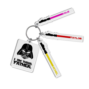 Personalized I Am Their Father Acrylic Keychain Custom Name Lightsaber Gift for Dad - MadeMineAU