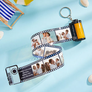 Custom Text And Photo Camera Film Roll Keychain Engraved Name Keyring Gift For Family