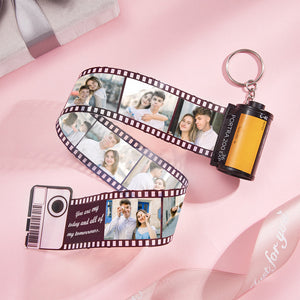 Custom Text And Photo Camera Film Roll Keychain Engraved Name Keyring Gift For Family