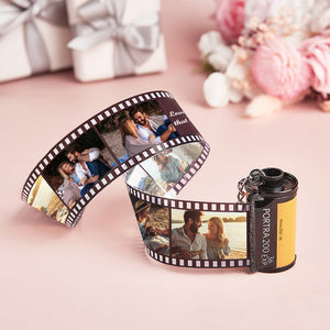 Custom Text And Photo Camera Film Roll Keychain Engraved Name Keyring Gift For Family