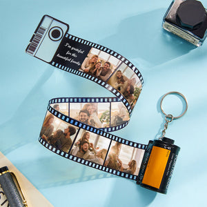 Custom Text And Photo Camera Film Roll Keychain Engraved Name Keyring Gift For Family
