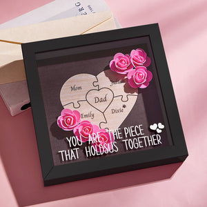 Custom Engraved Ornament Flower Shadow Box Puzzle Piece Gifts for Dad - MadeMineAU
