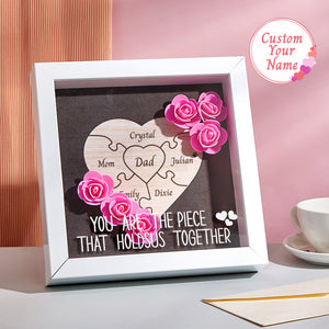 Custom Engraved Ornament Flower Shadow Box Puzzle Piece Gifts for Dad - MadeMineAU