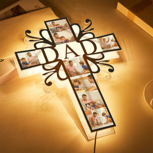 Custom Photo Cross Night Light LED Personalized DAD Theme Lamp Gift For Him - MadeMineAU